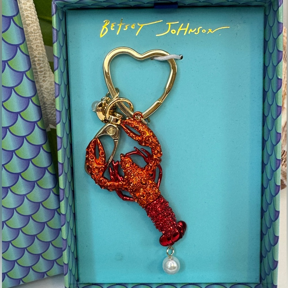 Betsey Johnson Glittering Red Lobster Keychain